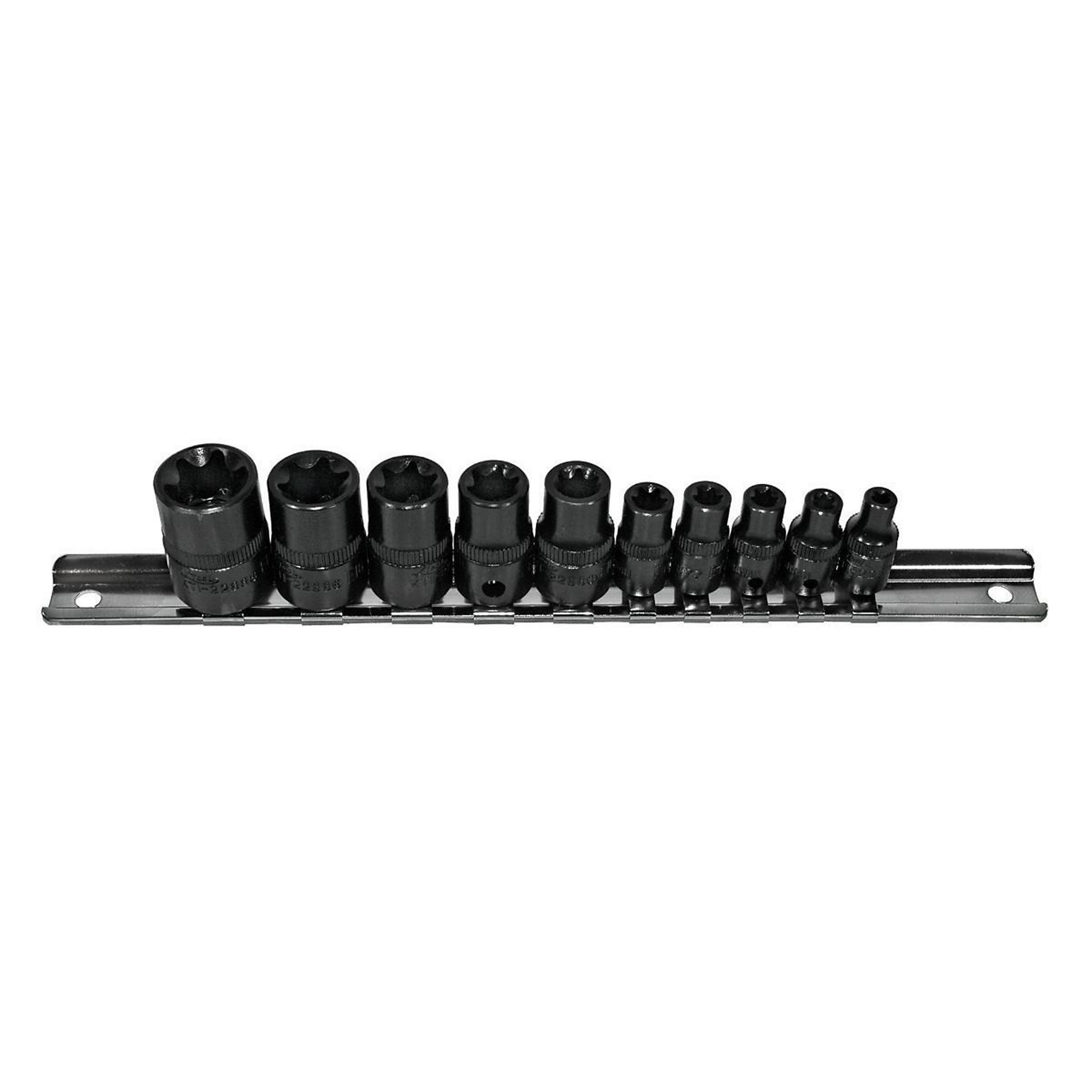 K-Tool International 10-Piece External Torq Socket Set — Chrome Vanadium Steel, Laser Engraved, Model# KTI22870
